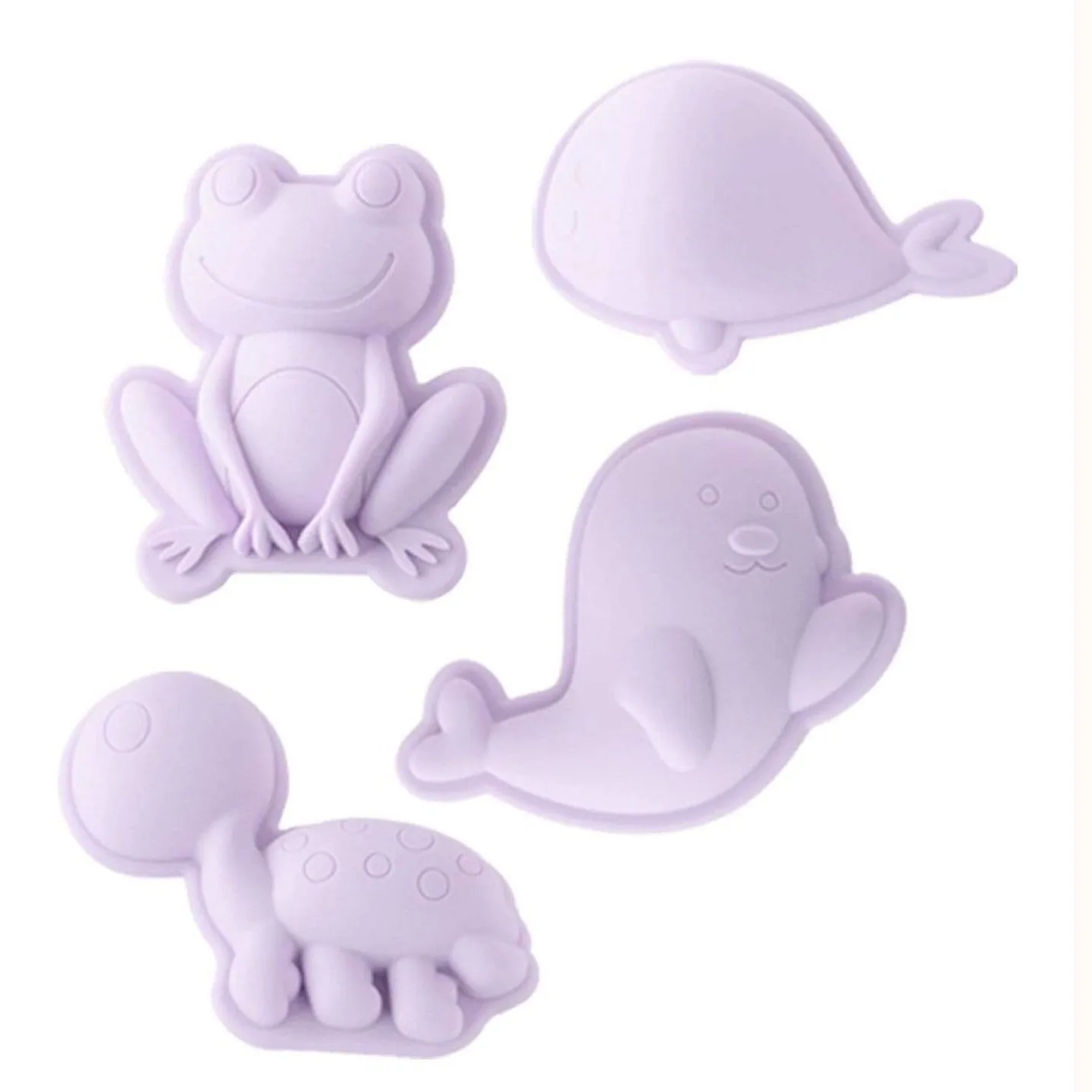Scrunch Sand Moulds - Pale Lavender (Frog Set)